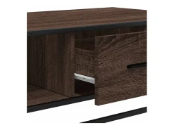 Mesa de centro madera ingeniería metal marrón 100x57x35 cm