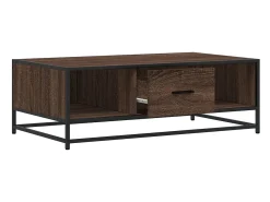 Mesa de centro madera ingeniería metal marrón 100x57x35 cm
