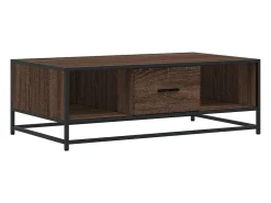 Mesa de centro madera ingeniería metal marrón 100x57x35 cm