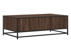 Mesa de centro madera ingeniería metal marrón 100x57x35 cm