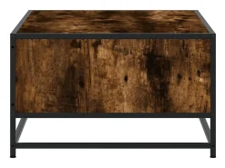 Mesa de centro madera ingeniería metal roble humo 100x57x35 cm