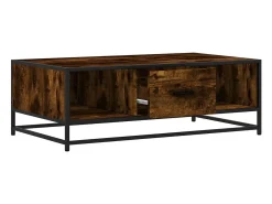 Mesa de centro madera ingeniería metal roble humo 100x57x35 cm