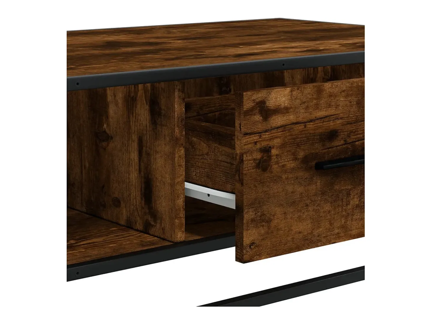 Mesa de centro madera ingeniería metal roble humo 100x57x35 cm