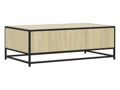 Mesa de centro madera ingeniería metal roble Sonoma 100x57x35cm