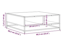 Mesa de centro madera ingeniería y metal marrón 60,5x60,5x30 cm