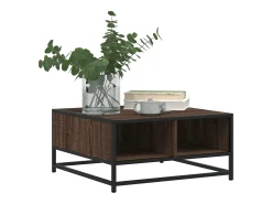 Mesa de centro madera ingeniería y metal marrón 60,5x60,5x30 cm