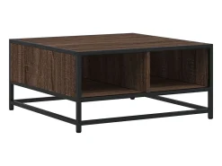 Mesa de centro madera ingeniería y metal marrón 60,5x60,5x30 cm