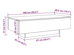 Mesa de centro madera ingeniería roble artisan 100x49,5x31 cm