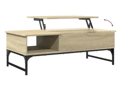 Mesa de centro madera ingeniería metal roble Sonoma 100x50x35cm