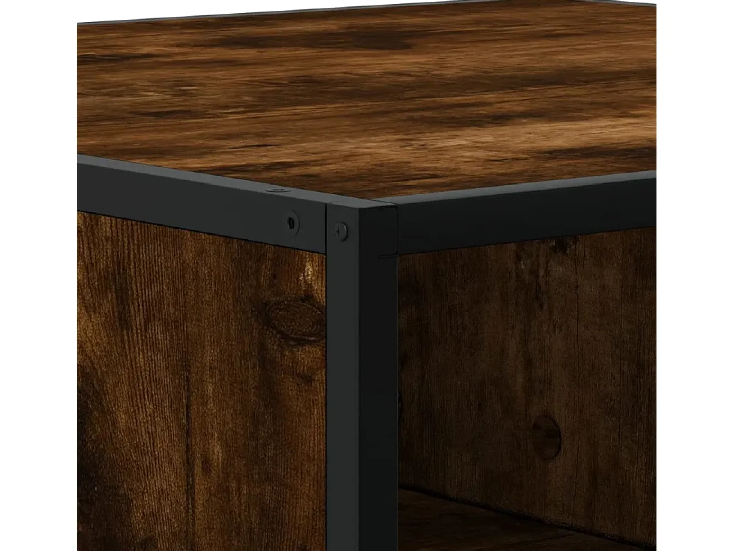 Mesa de centro madera ingeniería metal roble ahumado 80x80x30cm
