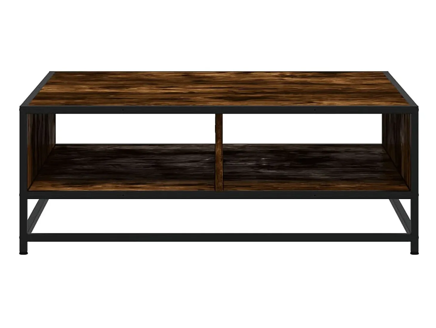 Mesa de centro madera ingeniería metal roble ahumado 80x80x30cm