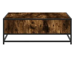 Mesa de centro madera ingeniería metal roble ahumado 80x80x30cm