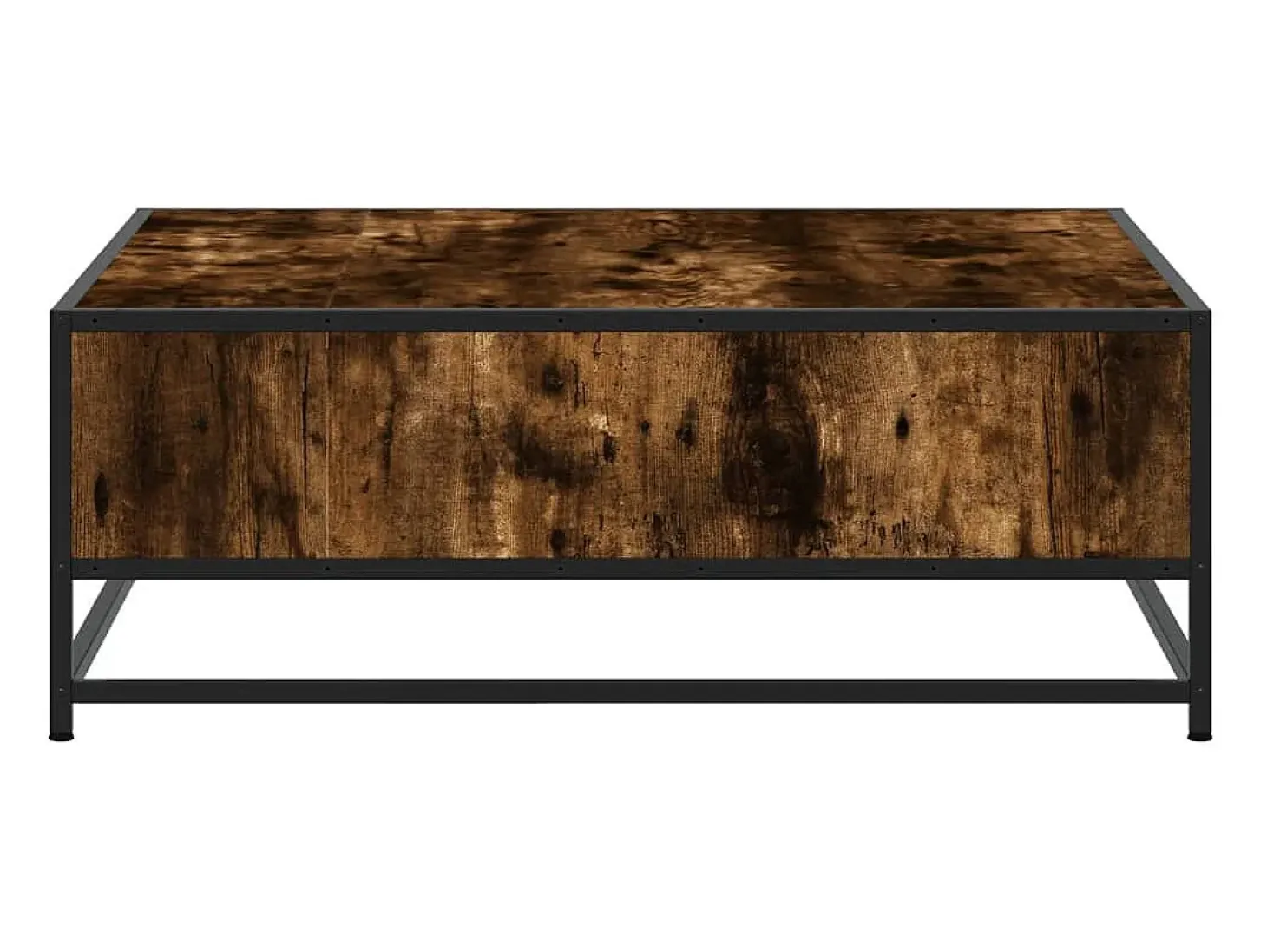 Mesa de centro madera ingeniería metal roble ahumado 80x80x30cm