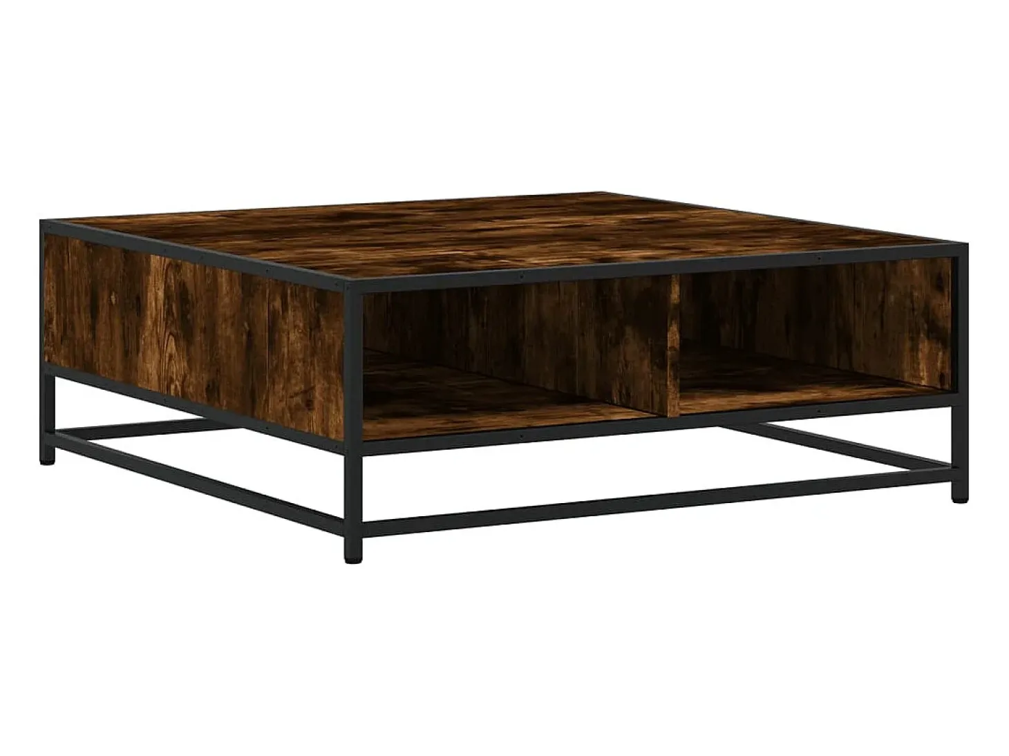Mesa de centro madera ingeniería metal roble ahumado 80x80x30cm