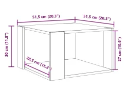 Mesa de centro madera ingeniería roble ahumado 51,5x51,5x30 cm