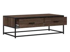 Mesa de centro madera ingeniería metal marrón 100x50x35 cm