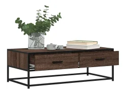 Mesa de centro madera ingeniería metal marrón 100x50x35 cm