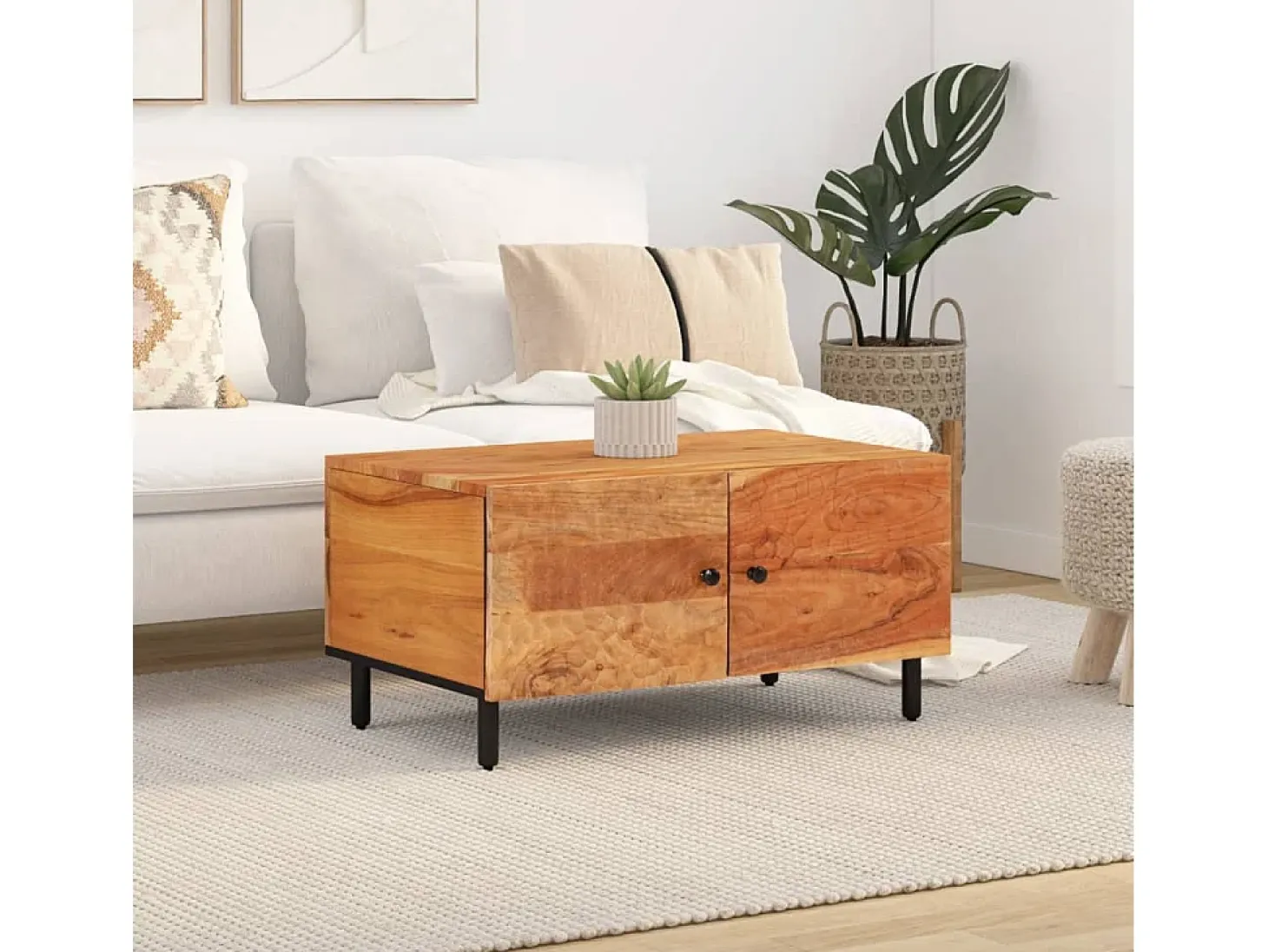 Mesa de centro madera maciza de acacia 80x50x40 cm