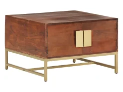 Mesa de centro madera maciza de acacia marrón miel 67x67x45 cm