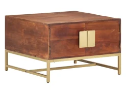 Mesa de centro madera maciza de acacia marrón miel 67x67x45 cm