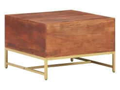 Mesa de centro madera maciza de acacia marrón miel 67x67x45 cm