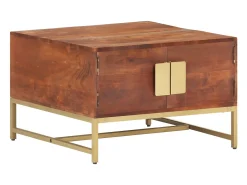 Mesa de centro madera maciza de acacia marrón miel 67x67x45 cm