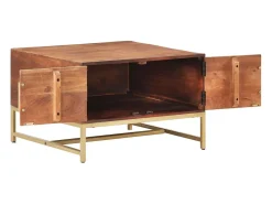 Mesa de centro madera maciza de acacia marrón miel 67x67x45 cm