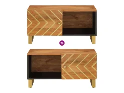 Mesa de centro madera maciza de mango negro marrón 80x50x40 cm
