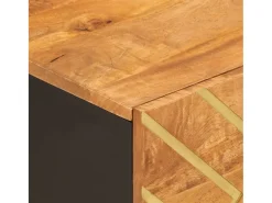 Mesa de centro madera maciza de mango negro marrón 80x50x40 cm