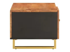 Mesa de centro madera maciza de mango negro marrón 80x50x40 cm
