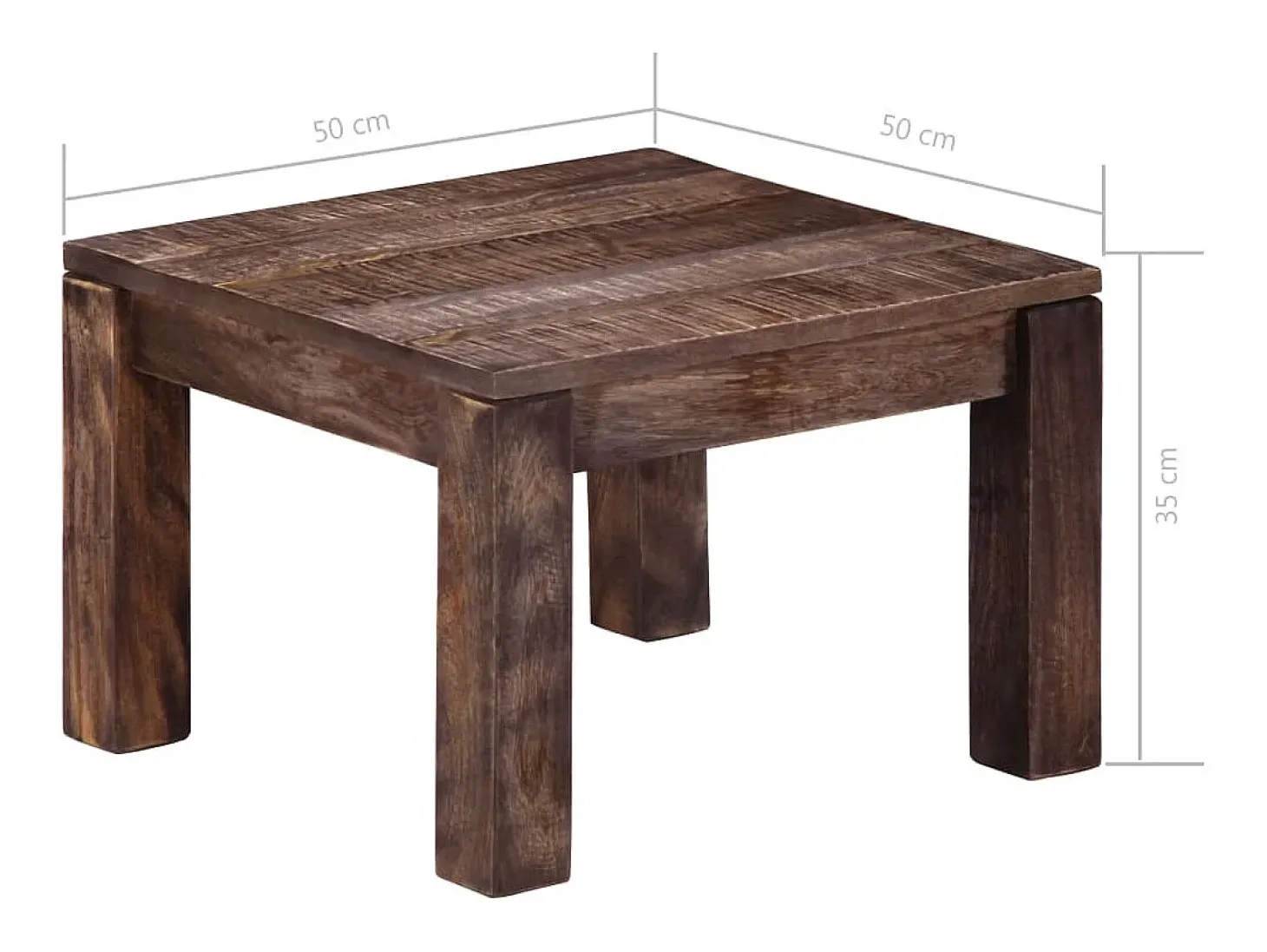 Mesa de centro madera maciza de mango 50x50x35 cm
