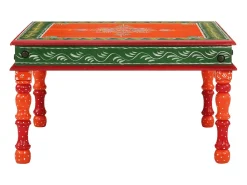 Mesa de centro madera maciza de mango naranja pintada a mano
