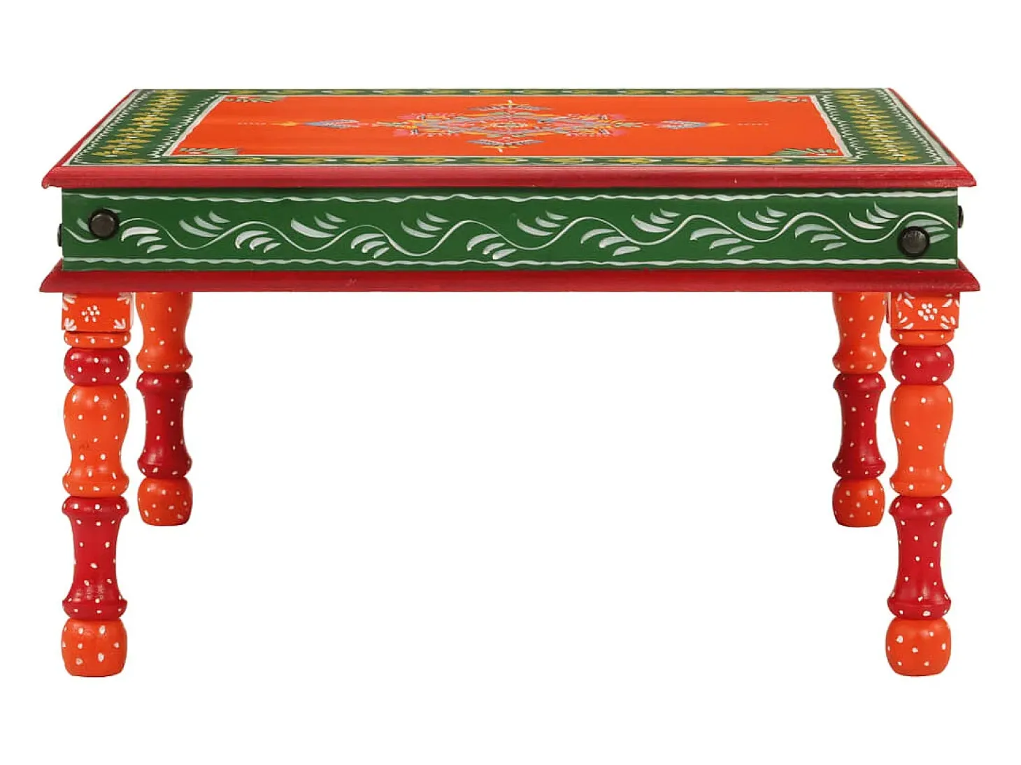 Mesa de centro madera maciza de mango naranja pintada a mano