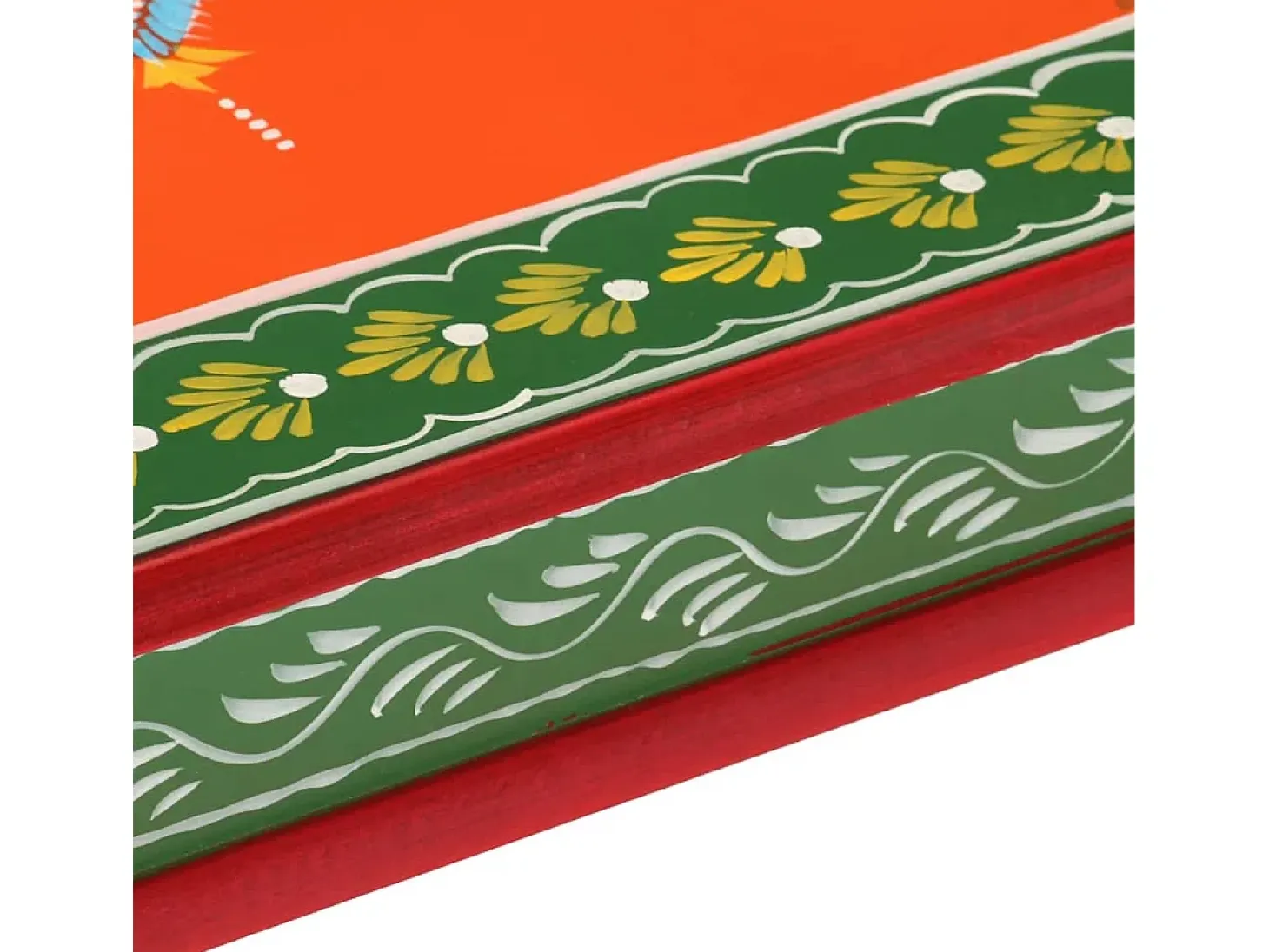 Mesa de centro madera maciza de mango naranja pintada a mano