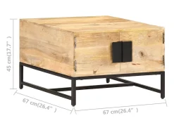 Mesa de centro madera maciza de mango 67x67x45 cm