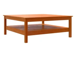 Mesa de centro madera maciza de pino marrón cera 100x100x40 cm