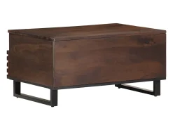 Mesa de centro madera maciza mango marrón 80x55x40 cm