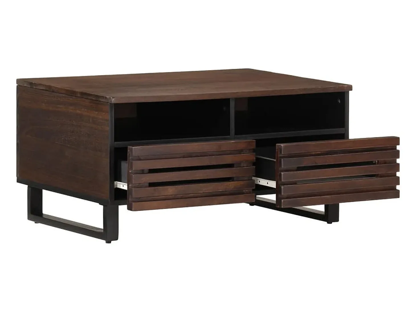 Mesa de centro madera maciza mango marrón 80x55x40 cm