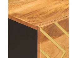Mesa de centro madera maciza de mango negro marrón 80x50x40 cm