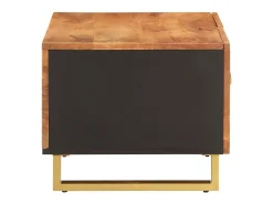 Mesa de centro madera maciza de mango negro marrón 80x50x40 cm