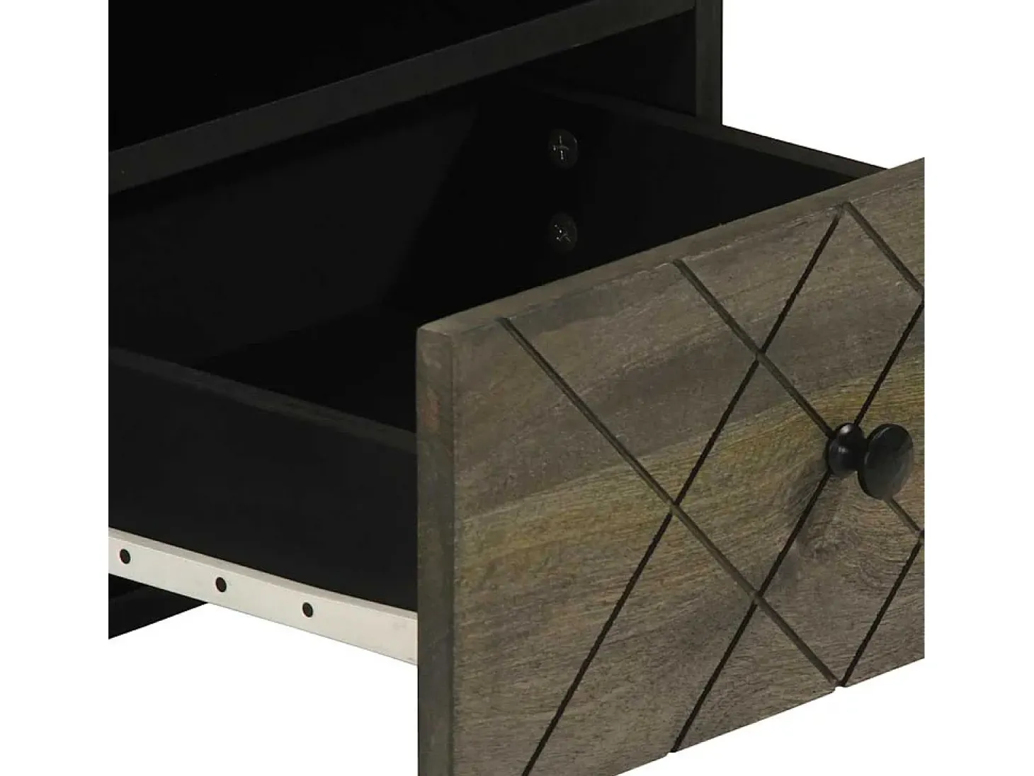 Mesa de centro madera maciza de mango negra 80x54x40 cm