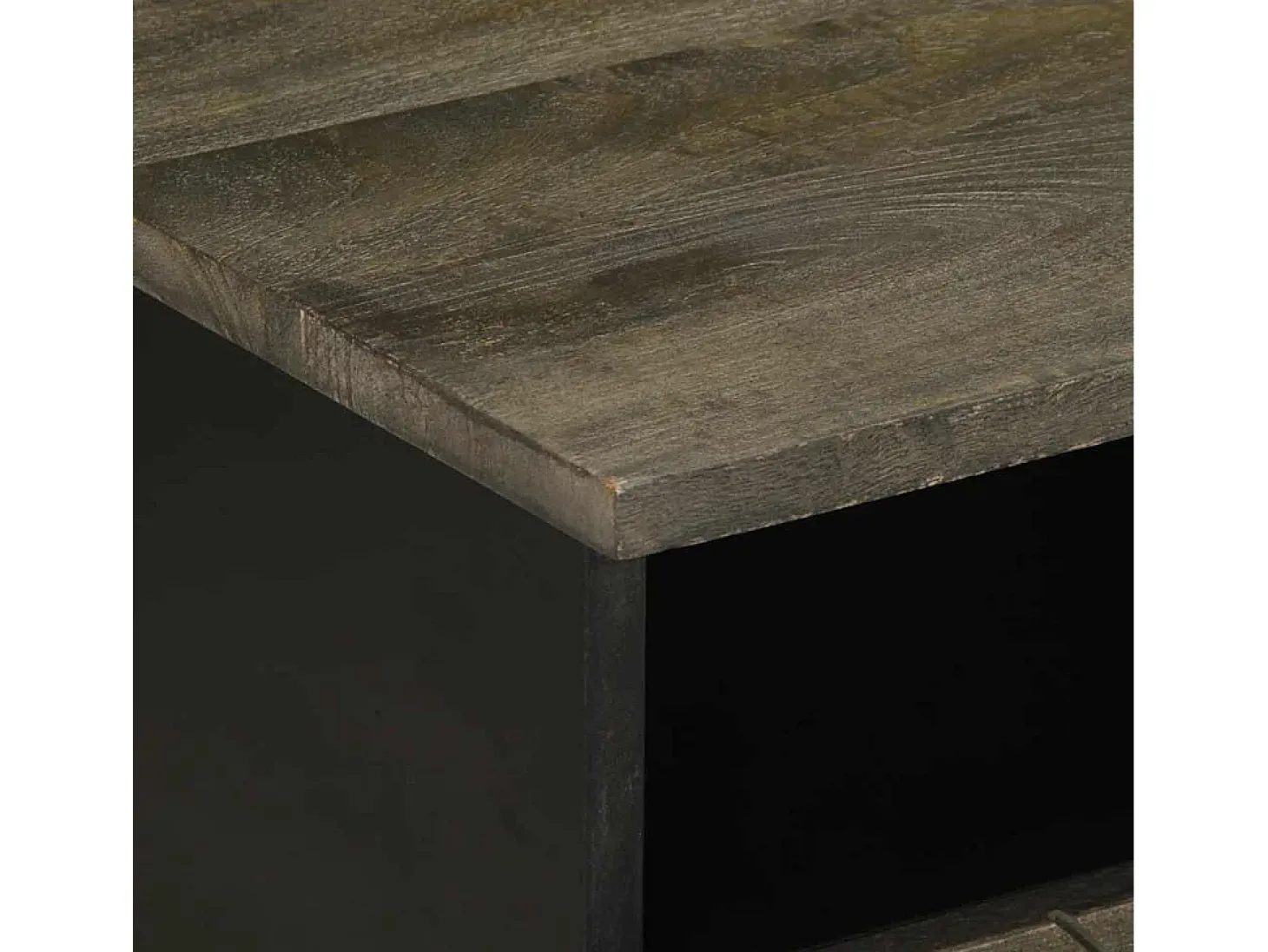 Mesa de centro madera maciza de mango negra 80x54x40 cm