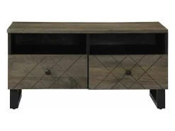 Mesa de centro madera maciza de mango negra 80x54x40 cm