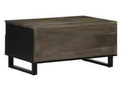 Mesa de centro madera maciza de mango negra 80x54x40 cm