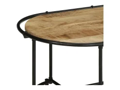 Mesa de centro madera maciza de mango rugosa 110x55x40 cm