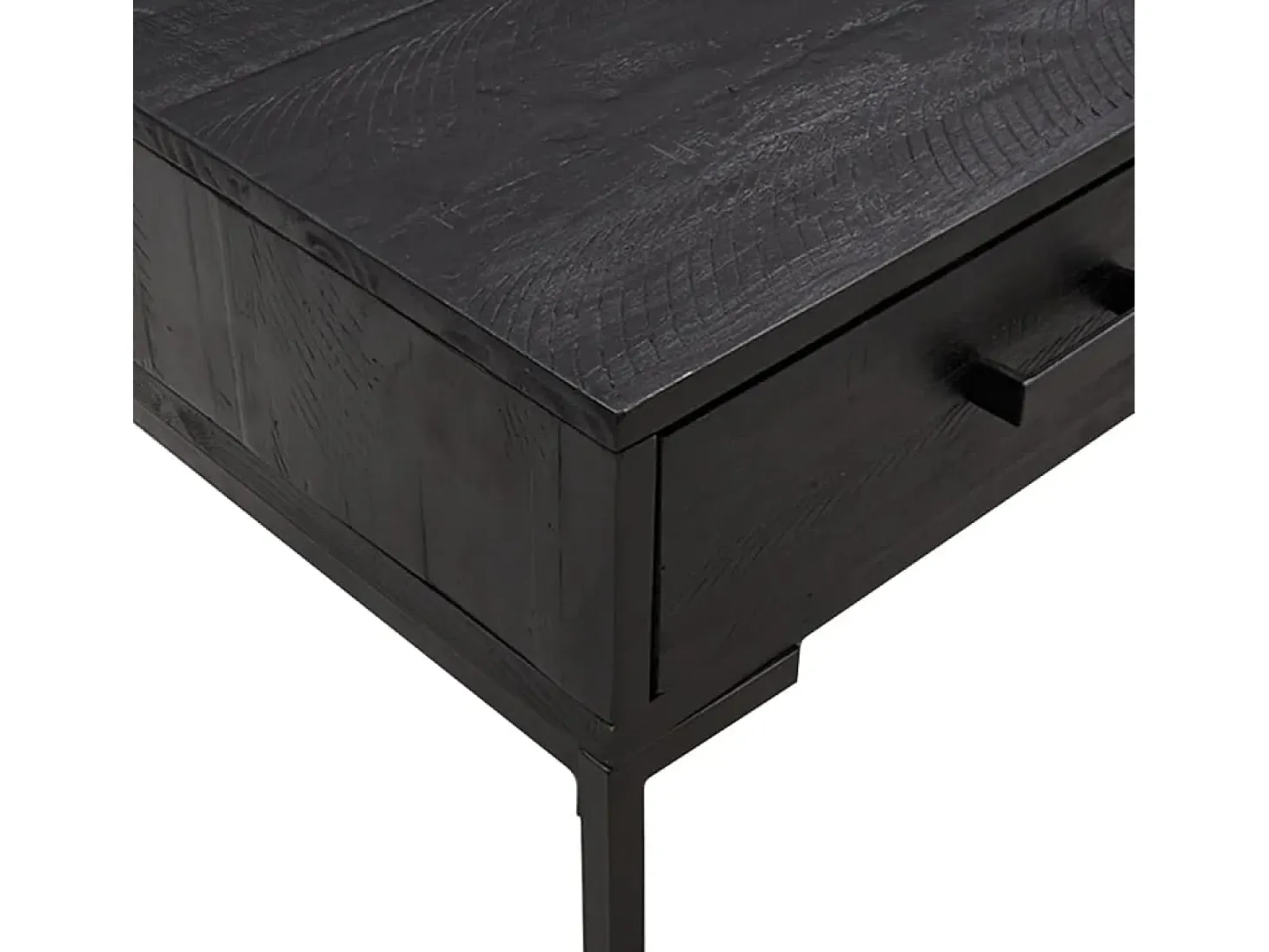 Mesa de centro madera maciza pino reciclada negro 90x50x35 cm