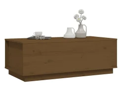 Mesa de centro madera maciza de pino marrón miel 100x50x35 cm