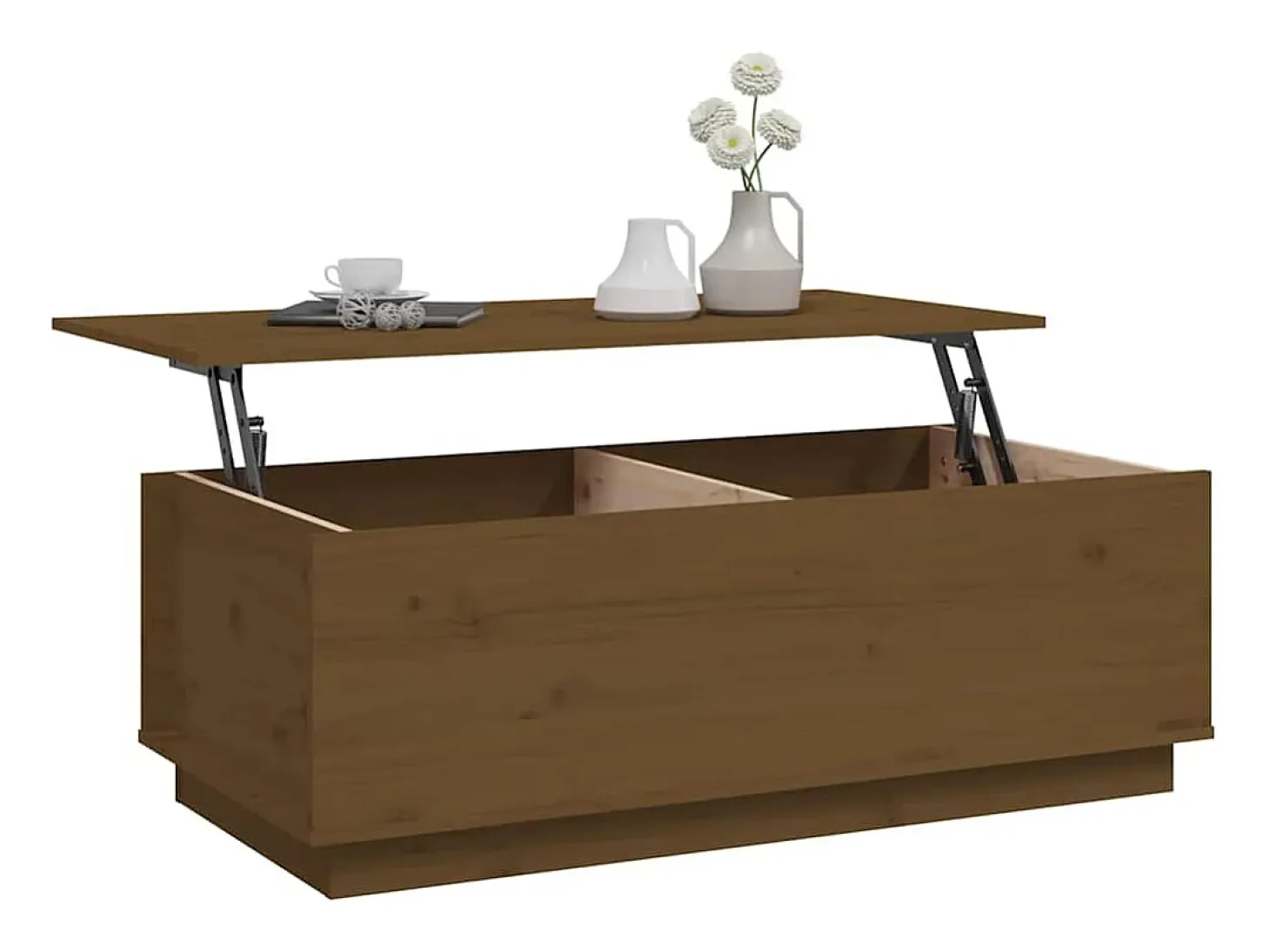 Mesa de centro madera maciza de pino marrón miel 100x50x35 cm