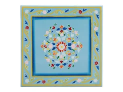 Mesa de centro madera maciza de mango turquesa pintada a mano