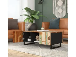 Mesa de centro madera reciclada y contrachapada 100x54x40 cm